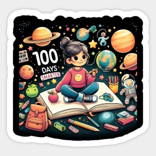 100 Days Smarter 100th Day Of School Astronaut Space Sticker